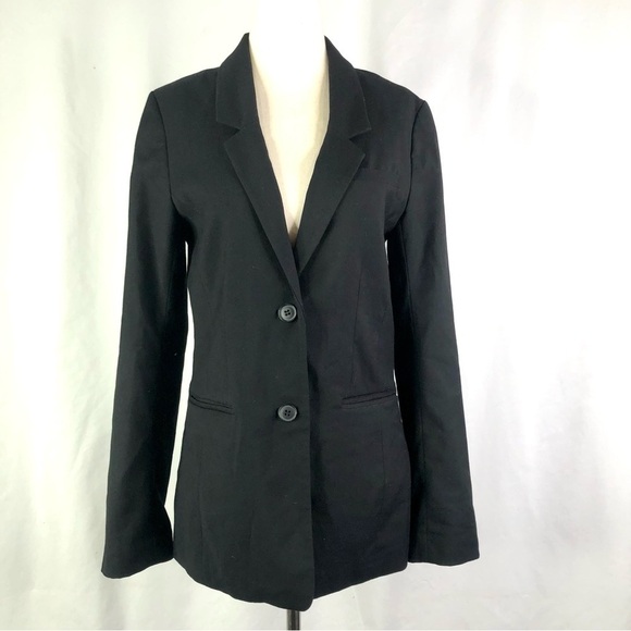 H&M blazer black long line sleek two buttons soft and unstructured 6 - Picture 1 of 12